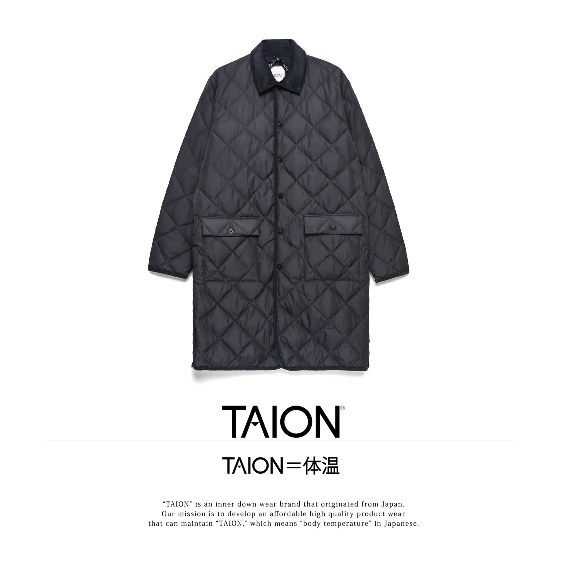 TAION〉[MEN] シティ パイピングカラー ロングダウンコート