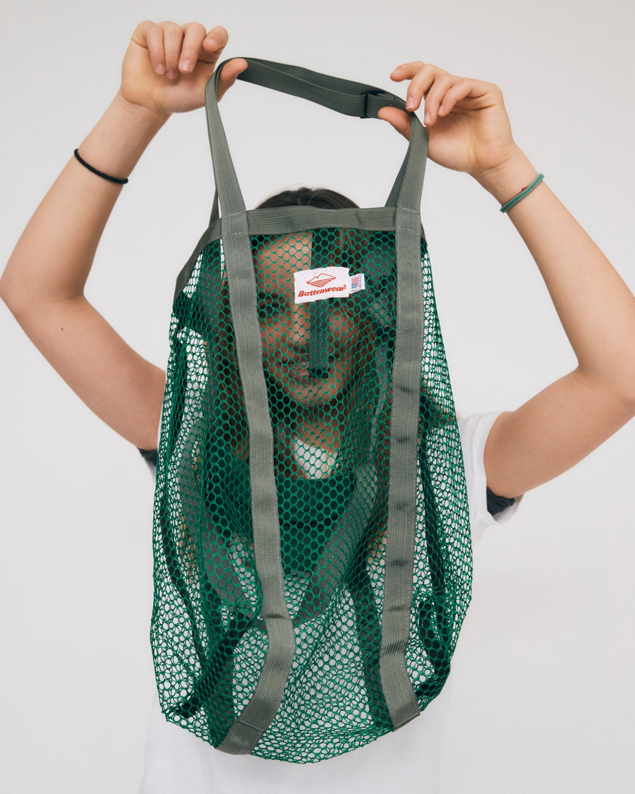 Battenwear Green Tote Battenwear〉Mesh Tote Green X Foliage|UP