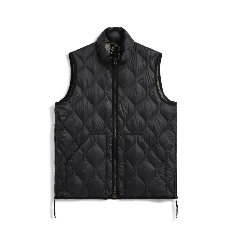 〈TAION〉[UNISEX] ミリタリー ハイネックWジップ ダウンベスト-ソフトシェル(TAION-002ALSZML-1)