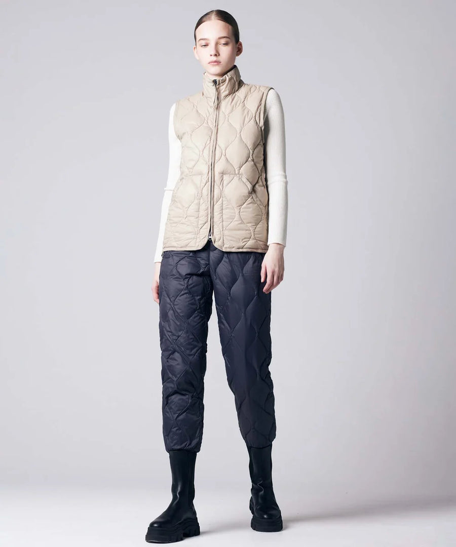〈TAION〉[UNISEX] ミリタリー ハイネックWジップ ダウンベスト-ソフトシェル(TAION-002ALSZML-1)