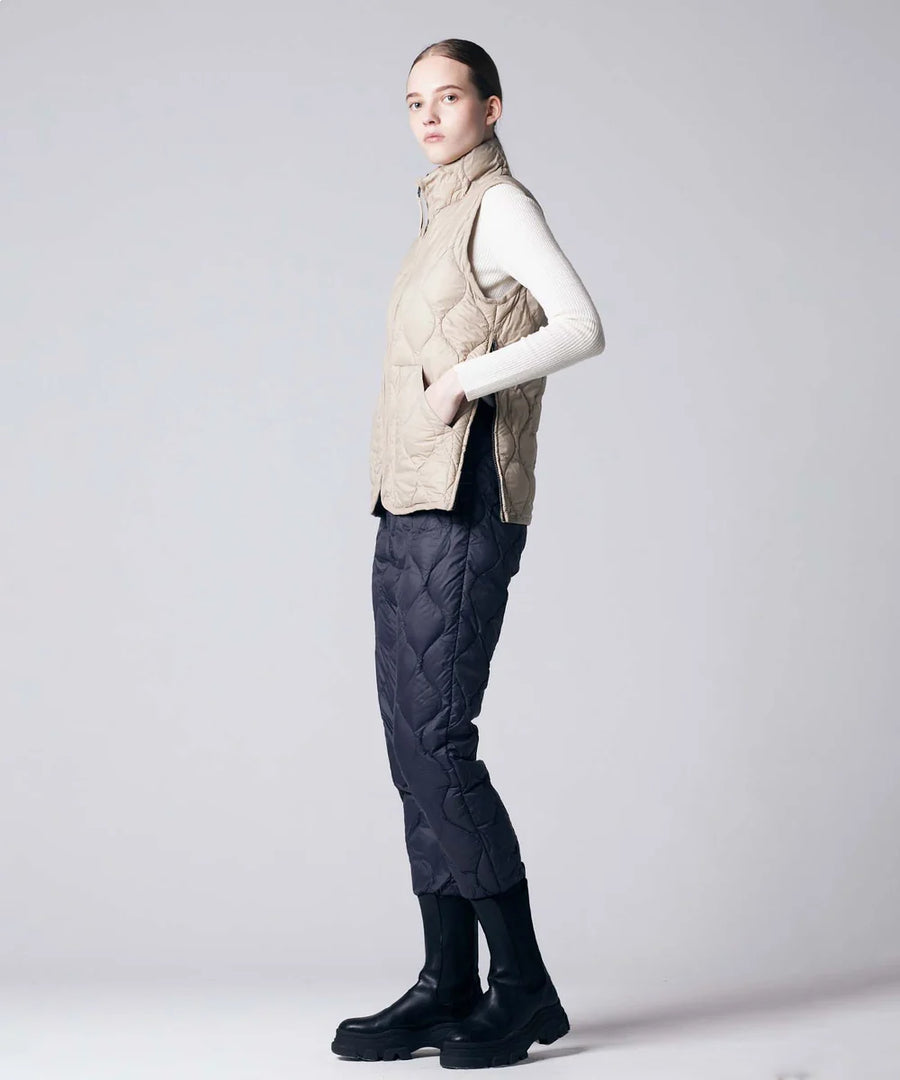 〈TAION〉[UNISEX] ミリタリー ハイネックWジップ ダウンベスト-ソフトシェル(TAION-002ALSZML-1)