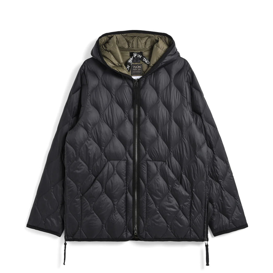 〈TAION〉[UNISEX] ミリタリー Wジップ ダウンパーカー-ソフトシェル