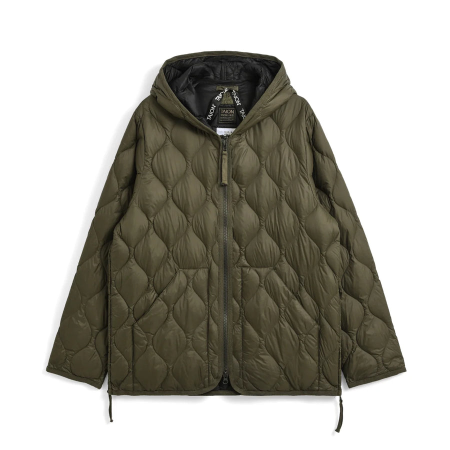 〈TAION〉[UNISEX] ミリタリー Wジップ ダウンパーカー-ソフトシェル