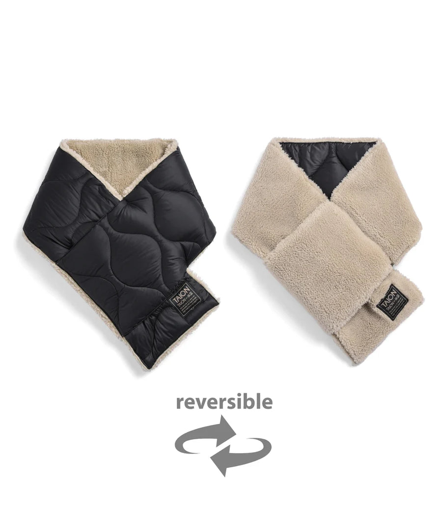 〈TAION〉ミリタリー リバーシブル ダウンマフラー-ソフトシェル(TAION-R201ALSML-1)