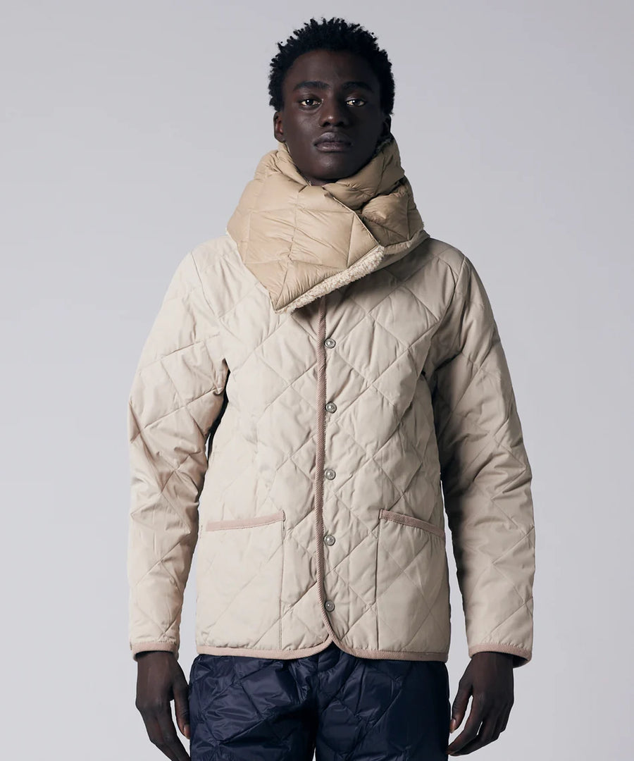 〈TAION〉ミリタリー リバーシブル ダウンマフラー-ソフトシェル(TAION-R201ALSML-1)