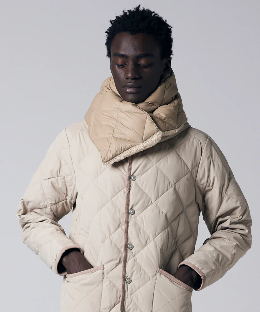 〈TAION〉ミリタリー リバーシブル ダウンマフラー-ソフトシェル(TAION-R201ALSML-1)