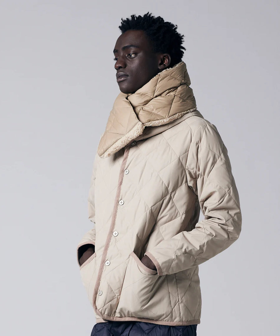 〈TAION〉ミリタリー リバーシブル ダウンマフラー-ソフトシェル(TAION-R201ALSML-1)