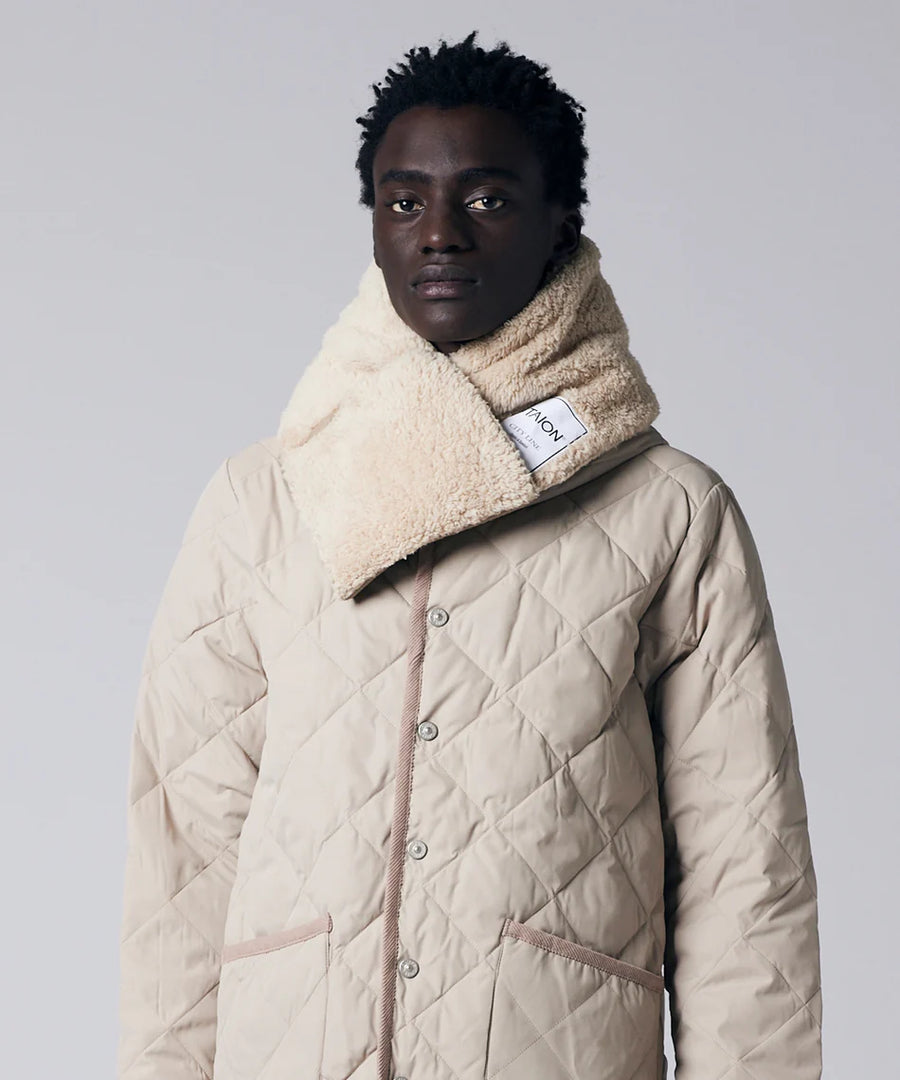 〈TAION〉ミリタリー リバーシブル ダウンマフラー-ソフトシェル(TAION-R201ALSML-1)