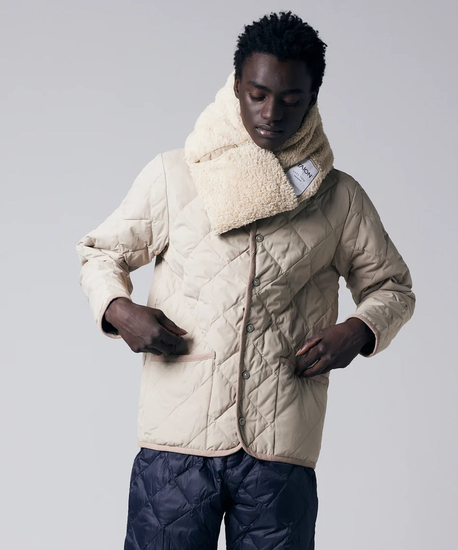 〈TAION〉ミリタリー リバーシブル ダウンマフラー-ソフトシェル(TAION-R201ALSML-1)