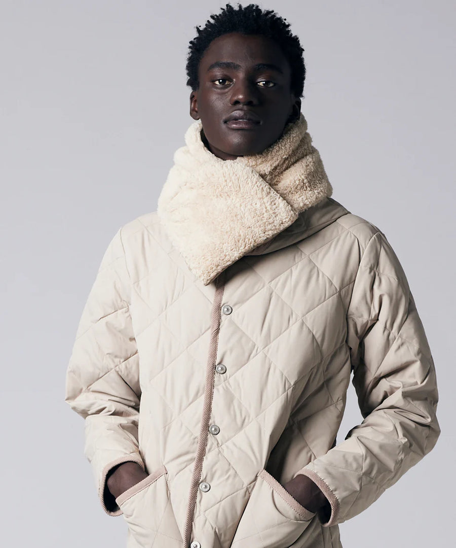 〈TAION〉ミリタリー リバーシブル ダウンマフラー-ソフトシェル(TAION-R201ALSML-1)