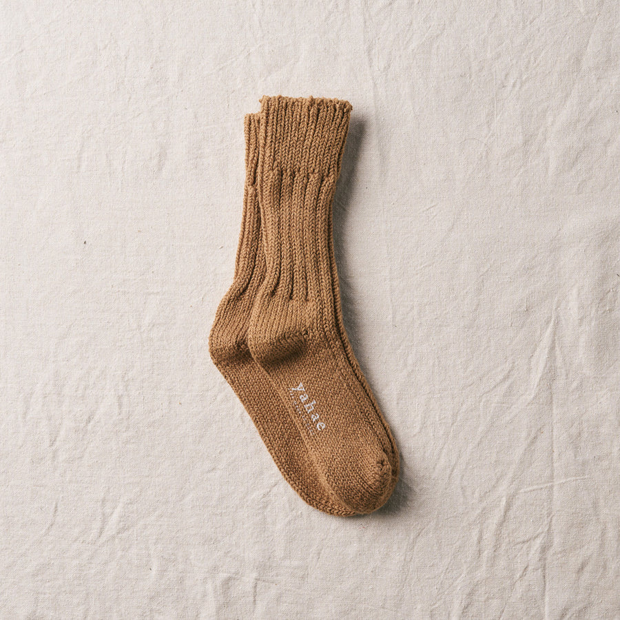 〈yahae〉Organic Cotton Low Gauge Socks｜7-5023 / Brown