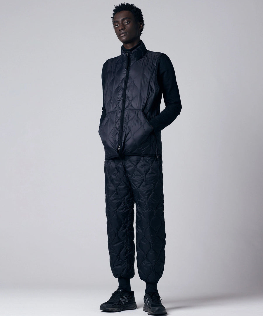 〈TAION〉[UNISEX] ミリタリー ハイネックWジップ ダウンベスト-ソフトシェル(TAION-002ALSZML-1)