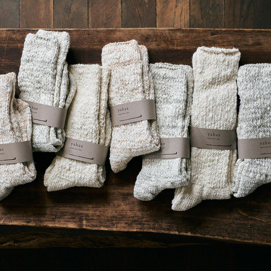 〈yahae〉"Garabou" Organic Cotton Slipper Socks｜7-6000 / Natural