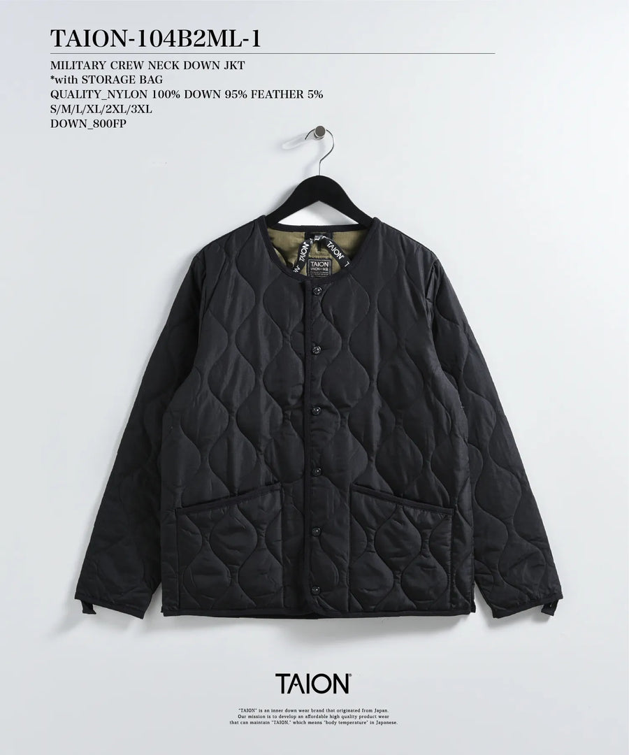 〈TAION〉[UNISEX] ミリタリー クルーネック ダウンジャケット(TAION-104B2ML-1)