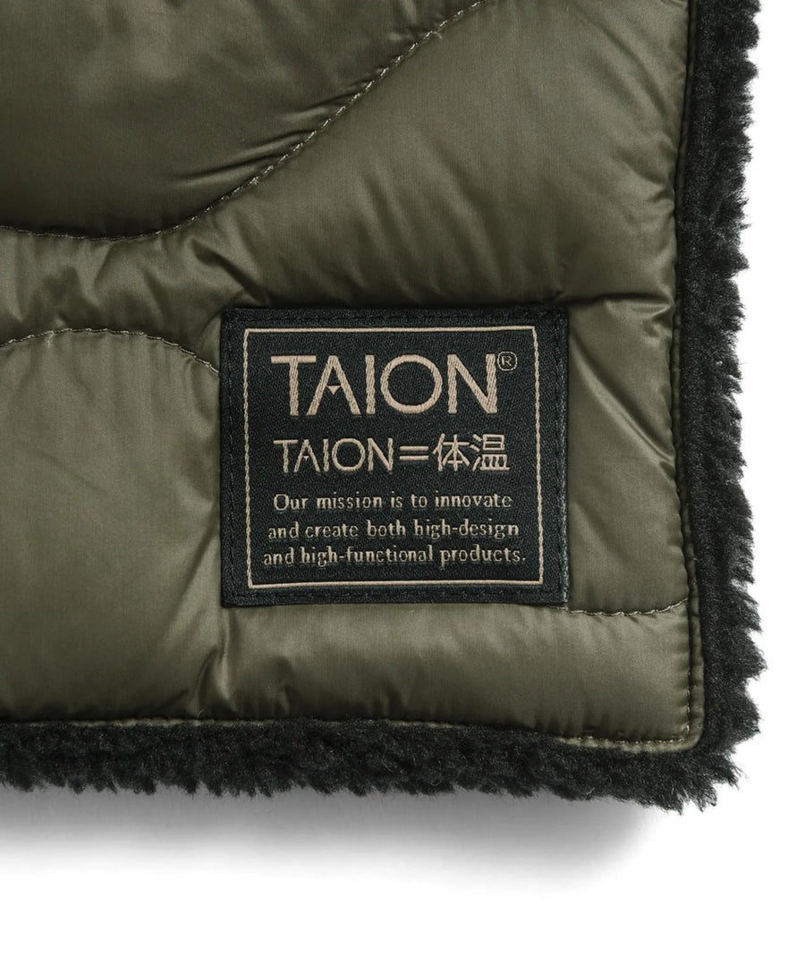 〈TAION〉ミリタリー リバーシブル ダウンマフラー-ソフトシェル(TAION-R201ALSML-1)