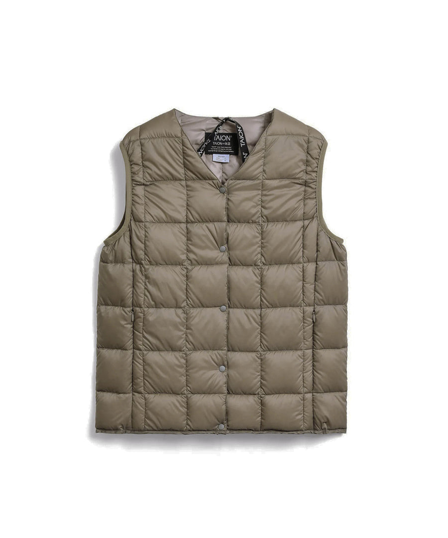 〈TAION〉[WOMEN] ベーシック Vネックボタン インナーダウンベスト(TAION-W001)