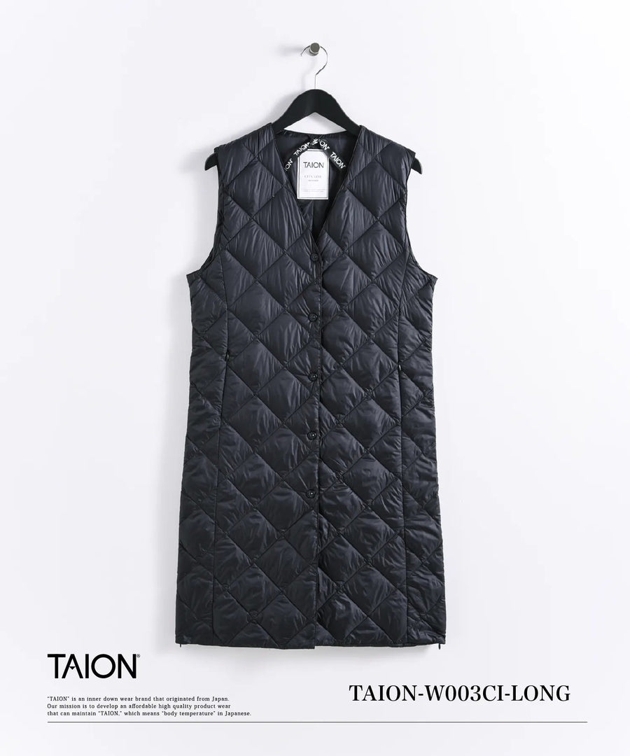 〈TAION〉[WOMEN] シティ シングル ロングダウンジレ(TAION-W003CI-LONG)